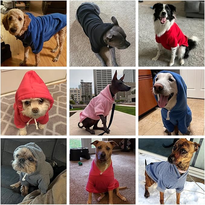 KOOLTAIL Dog Hoodie for Large Medium Small Dogs,Soft and Warm Pet Sweater with Leash Hole and Pocket Boy Girl,Puppy Fall Winter Jacket Clothes,French Pitbull Cold Weather Coat Sweatshirt,Purple L