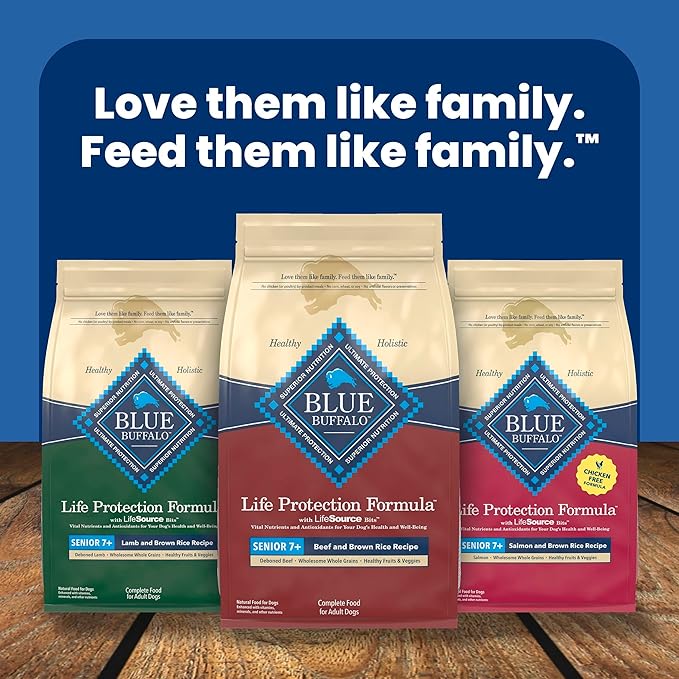 Blue Buffalo Life Protection Formula with LifeSource Bits, Senior 7+ Dry Dog Food, Beef and Brown Rice Recipe, Natural Food for Dogs, 30 lb. Bag