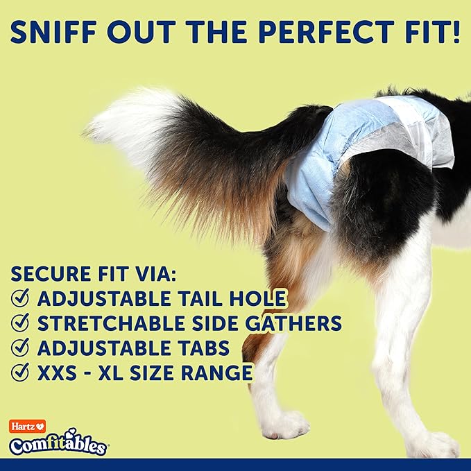 Hartz Comfitables Disposable Dog Diapers, Size Medium 12 Count, Comfortable & Secure Fit, Easy to Put On, Super Absorbent Male and Female Diaper