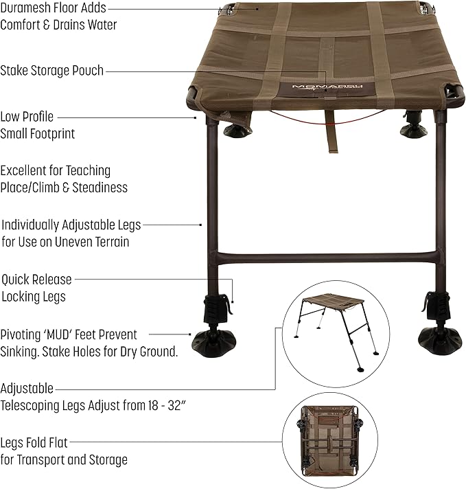 Momarsh Final Stand Dog Adjustable Training Platform & Storage Panel | Hunting Stand | Elevated Pet System for Place, Agility & Steadiness | Dog Trainer System | Mesh Bottom Mud Feet | 150lb Capacity