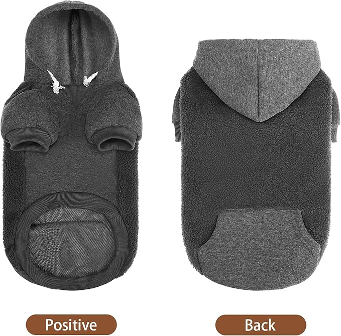 PUPTECK Dog Hoodie Puppy Sweatshirt Warm Dog Sweater Winter Clothes Cold Weather Coats for Small Medium Large Dogs, Grey, S/M