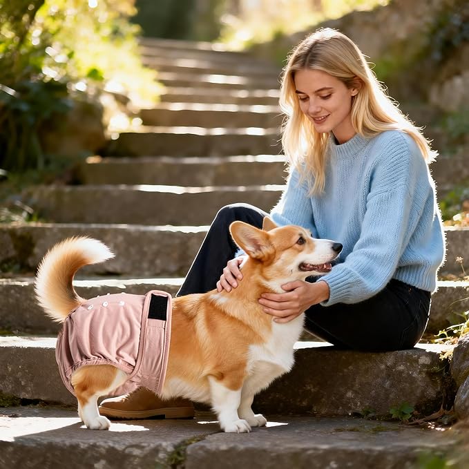 Washable Reusable Female Dog Diapers(5 Pack) Small Medium Large Doggie Puppy & Doggy Dog Diaper, Period Panties in Heat Medium Pink Purple Brown Green Blue