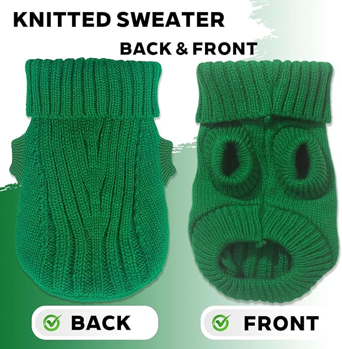 Dog Sweater for Small Dogs Autumn Winter Dog Knitted Sweaters Warm Puppy Clothes Turtleneck Pullover Sweater Thick Pet Knitwear for Chihuahua Teacup Dogs Yorkie (Bright Green, Medium)