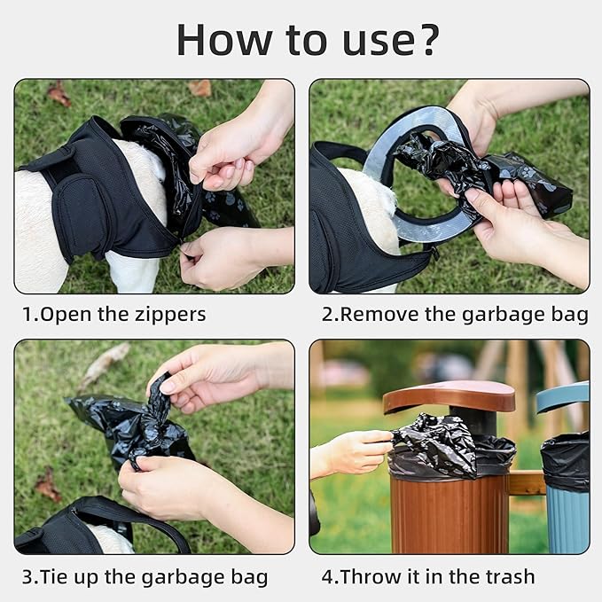 ETIAL Reusable Dog Poop Pants, Adjustable Dog Sanitary Pants with 50pcs Dog Poop Bag for Incontinence & Outdoor Walking, Convenient Dog Poop Collection Pants for Senior and Disability Dogs (S)