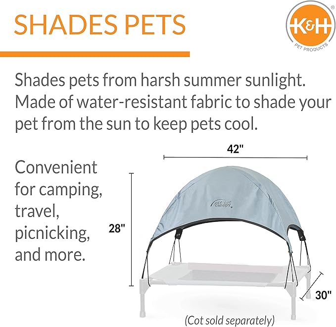 K&H Pet Products Pet Cot Canopy - Gray, Large 30 X 42 Inches