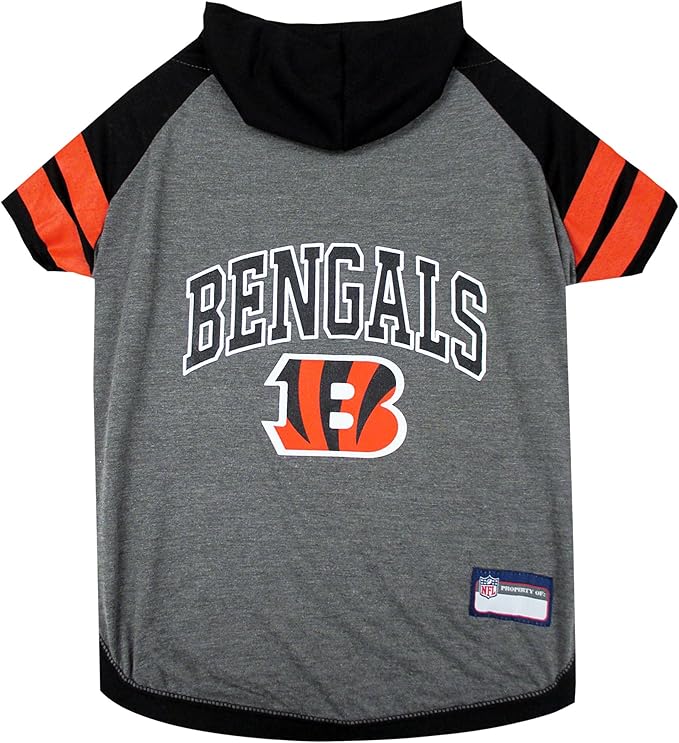 Pets First NFL Cincinnati Bengals Hoodie for Dogs & Cats. NFL Football Licensed Dog Hoody Tee Shirt, Medium. Sports Hoody T-Shirt for Pets. Licensed Sporty Dog Shirt (CIN-4044-MD)