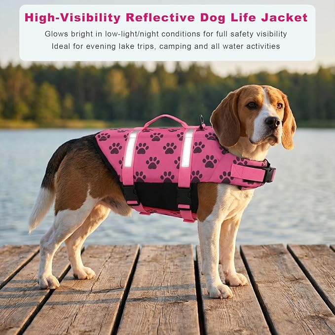 Doglay Dog Life Jacket, Dog Life Vest for Swimming Boating, Adjustable Puppy Life Jacket with Reflective Stripes, Superior Buoyancy Pet Swimming Vest for Small Medium and Large Dogs