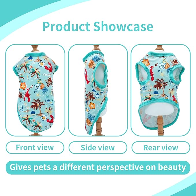 Hawaiian Dog Shirts for Large Dog Girl Boy Bule Red Sleeveless Tank Top Tee Vest T Shirts Male Female Summer Outfit Pack of 2