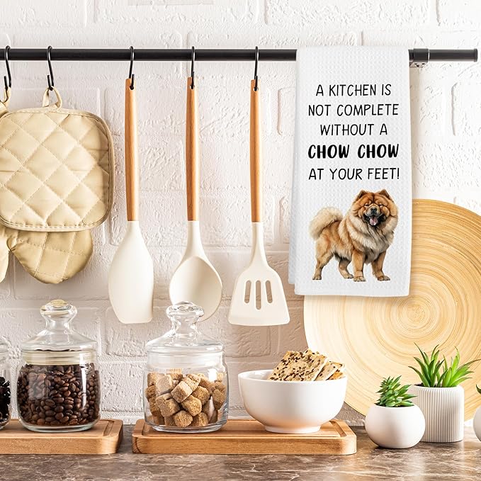 Chow Chow Gifts Dog Kitchen Towels, Gifts for Chowchow Lovers Women Hand Towel, A Chowchow at Your Feet Decorative Tea Dish Towels for Kitchens, Chowchow Dog Kitchen Decor, 16x24in