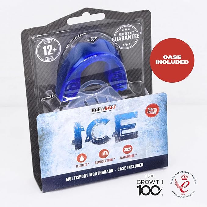 SAFEJAWZ Mouth Guard, Elements Dual Layer Mouthguard for Adults & Youth with Case, Easy Fit Remoldable Mouthpiece for Football, Boxing, Lacrosse, MMA, Basketball & All Contact Sports