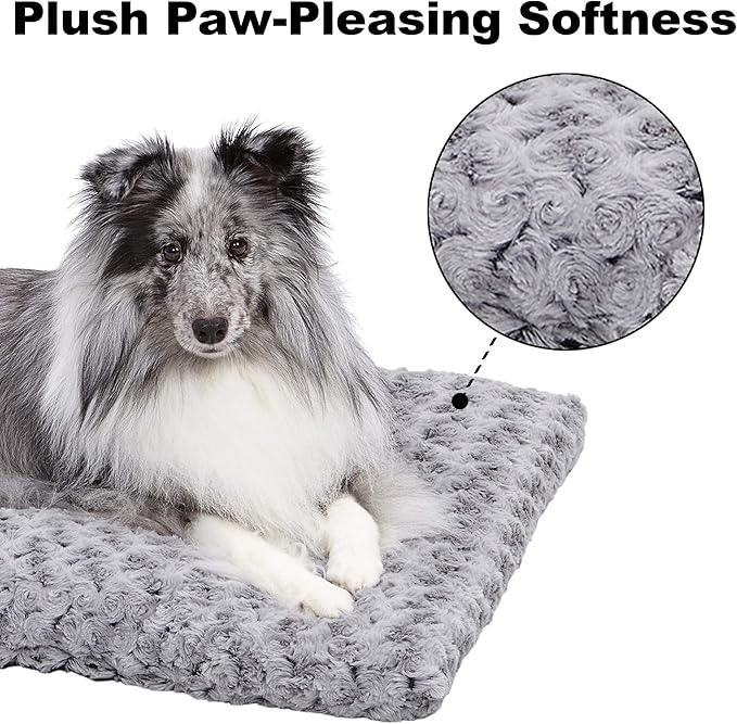MidWest Homes for Pets Intermediate QuietTime Deluxe Gray Ombré Swirl Plush Pet Bed, Machine Washable, Non-Skid Bottom, Soft Crate Mat for 36-inch Crates