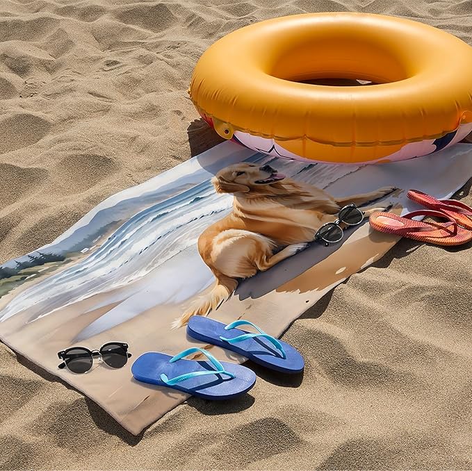 Golden Retriever Beach Towel, Golden Retriever Gifts Pool Towels, Dog Sand Towel Large Bath Towels Gifts for Women Men, Giftfor DogGolden Retriever Lovers, 29x60in