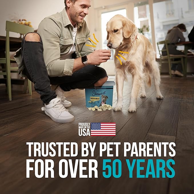Stewart 100% Chicken Breast Dog Treats, 3 oz Tub, ~55 Pieces, Freeze Dried Raw, Single Ingredient, 74% Protein Training Treats or Meal Topper, Grain Free, Gluten Free