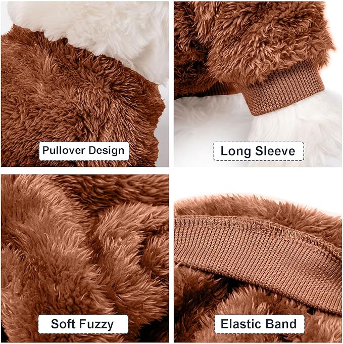 Dog Sweater, 3 Pack Dog Sweaters for Small Dogs, Dog Clothes for Small Dogs Girl Boy, Ultra Soft and Warm Puppy Sweater Dog Coat for Winter Christmas (Orange+Coffee+Yellow, Medium)