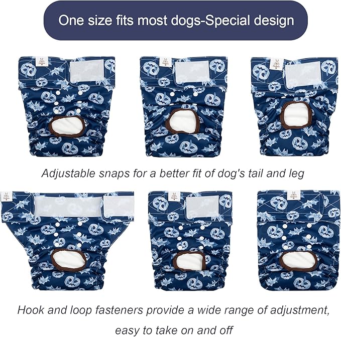 CuteBone Dog Diapers Female Washable Small Medium Large 3 Pack Reusable Doggie Diapers Puppy Period Pants for Doggy Heat Cycle Peeing