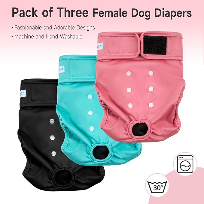 Paw Legend Washable Reusable Female Dog Period Diapers for Heat Doggie Puppy Diapers for Female Dogs (3 Pack,Medium)