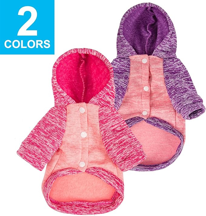 Dog Sweater, Dog Sweaters for Small Dogs, 2, 3 Pack Warm Soft Pet Clothes for Puppy, Medium Large Cat, Dogs Girl or Boy, Dog Shirt for Winter Christmas (Hoodie Pink,Purple+Pink,Rose, X-Large)