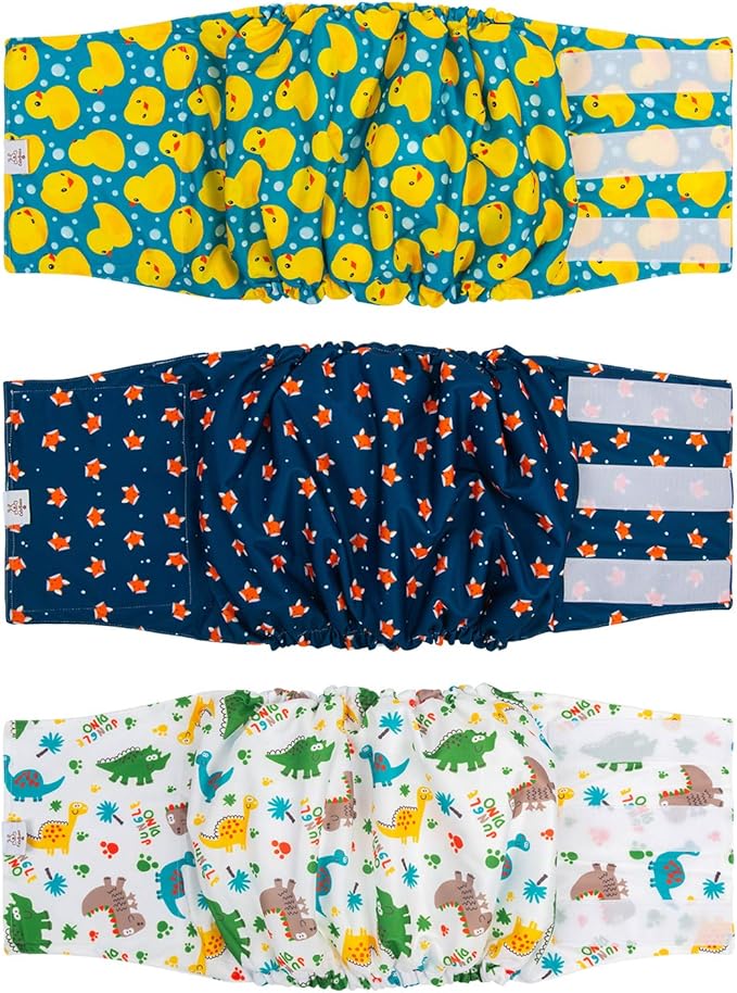 CuteBone Belly Wrap Male Dog Washable Puppy Diapers Reusable Doggie Diapers XLarge 3pcs a Pack DM02XL