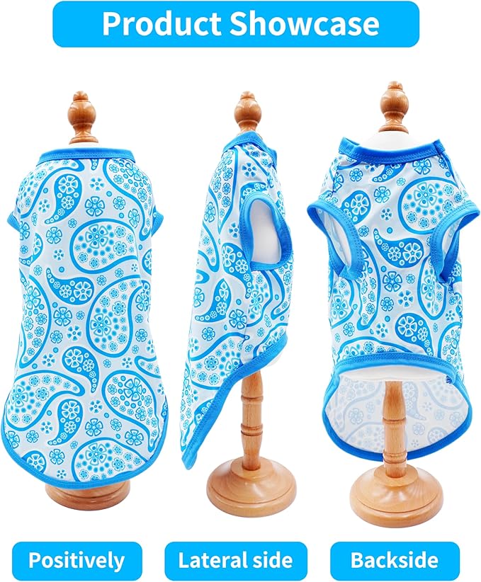 PET SHOW 4 Pack Summer Dog Shirts for Extra Small Doggies Boy UPF 50+ UV Sun Protection Cooling Clothes Tank Top Shark Puppy Kitten Cats T-Shirts Pet Holiday Party Sleeveless Vest Blue(X-Small)