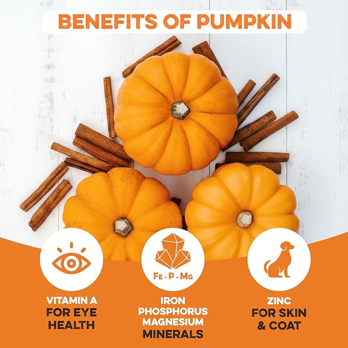 USA Sweet Potato Dog Treats - Grain Free, Cinnamon Pumpkin Crunchy Sticks are Great Tasting, Promote Positive Dog Gut Health with Natural Anti-Diarrhea Properties, no Preservatives Added