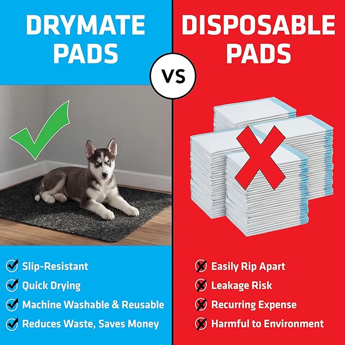Drymate Jumbo XXL Potty Pad, Dog Playpen Mat Whelping (60x74), Super Absorbent, Waterproof, Slip-Resistant, Machine Washable, Reusable Puppy Pad for Training, Incontinence, Crate, Kennel (USA Made)