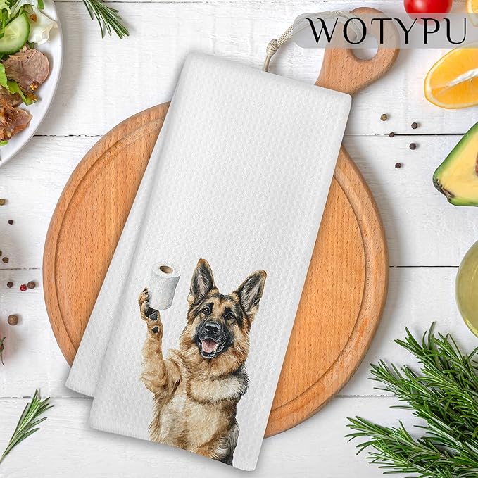 Funny German Shepherd Gifts Bathroom Hand Towels, German Shepherd Dog Lovers Gifts Decorative Hand Towels for Kids Guest Bathroom Washroom Half Bath, 16X24 Inch