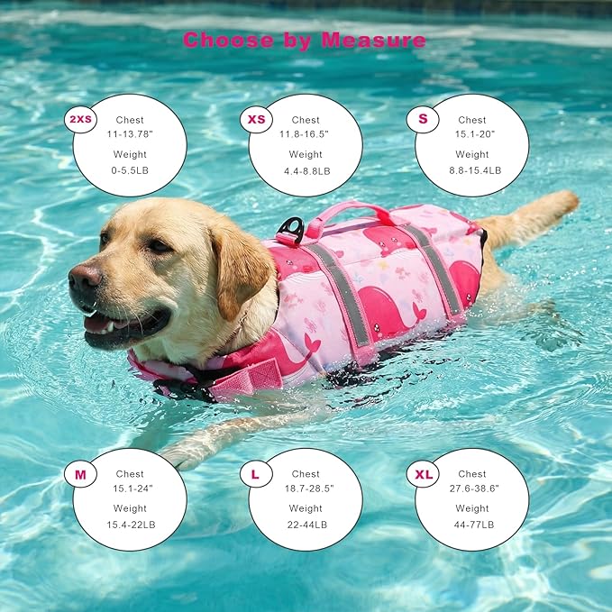Doglay Dog Life Jacket, Dog Life Vest for Swimming Boating, Adjustable Puppy Life Jacket with Reflective Stripes, Superior Buoyancy Pet Swimming Vest for Small Medium and Large Dogs