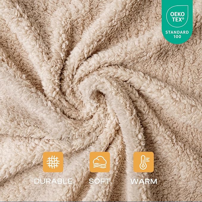 1 Pack 3 Calming Blankets Fluffy Premium Fleece Pet Blanket Soft Sherpa Throw for Dog Puppy Cat Beige/Black/Grey Medium (30" x20'')