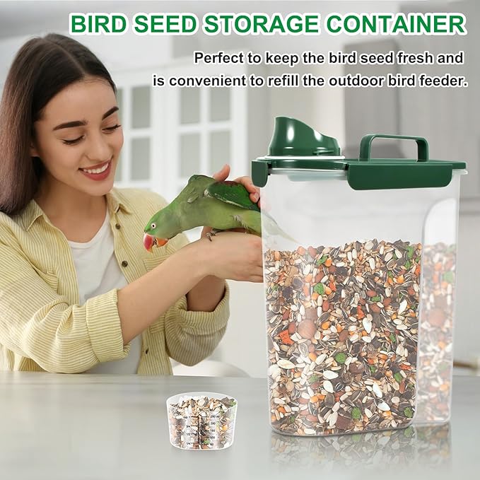 TBMax 10 Lbs Cat Dog Food Storage Container, 2026 Upgraded Large Pouring Container for Pet Food Storage, Bird Seed Dispenser, Portable Travel Kibble Holder -Bottle Green