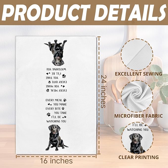 Black Lab Gifts Dog Kitchen Towels, Labrador Retriever Gifts Hand Towel, Funny Every Meal You Make Decorative Tea Dish Towels for Kitchens, Black Labrador Retriever Dog Kitchen Decor, 16x24in