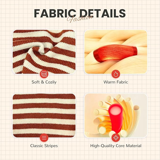 XS Dog Sweater with Cute Bear Pattern, Striped Soft Stretchable Warm Puppy Clothes for Small Dogs Cats, French Bulldog, Chihuahua for Winter(Brown,Medium)