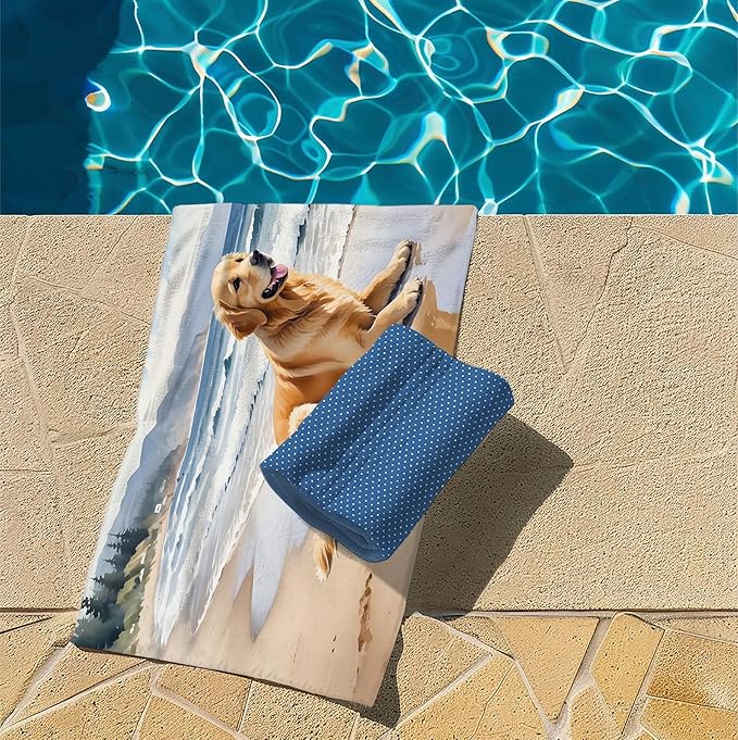Golden Retriever Beach Towel, Golden Retriever Gifts Pool Towels, Dog Sand Towel Large Bath Towels Gifts for Women Men, Giftfor DogGolden Retriever Lovers, 29x60in