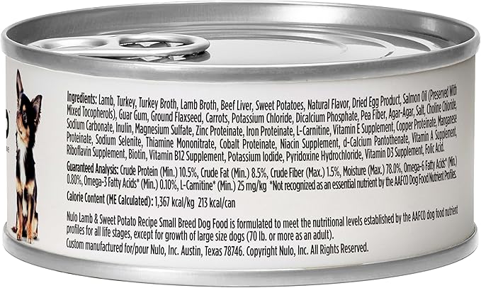 Nulo Small Breed Grain-Free Lamb & Sweet Potato Recipe Adult Wet Canned Dog Food 5.5 Ounce, 24 Cans