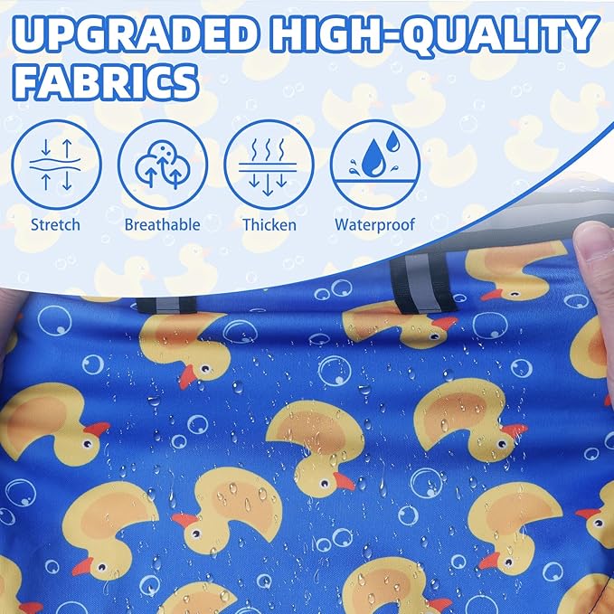 PUPTECK Dog Raincoat with Hood & Harness Built-in, Waterproof Dog Rain Jacket Slicker Poncho Reflective Vest Clothes for Rainy Snowy Winter Cold Days, Blue Duck S