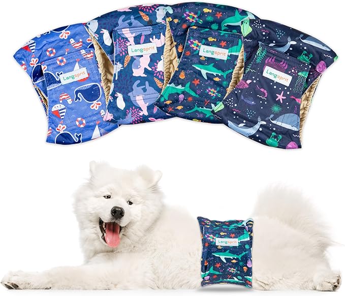 Male Dogs Diapers Belly Bands(4Pack), Washable Reusable Male Boy Doggy Wraps Panties for Doggie Puppy Pooping Potty Training Incontinence Marking Pañal para Perro X-Large