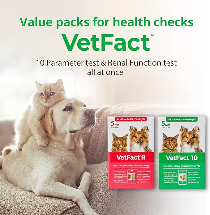 [10 Kits] Free Mobile App Urine Test Strips for Dogs & Cats, Kidney Function & 10-Parameter Test at Home