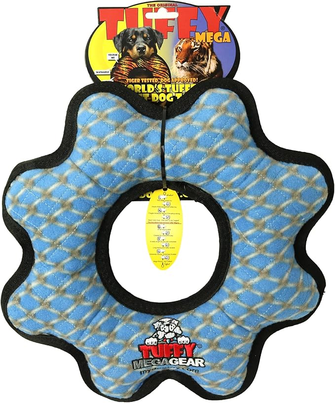 TUFFY - World's Tuffest Soft Dog Toy - MEGA -Multiple Layers. Made Durable, Strong & Tough. Interactive Play (Tug, Toss & Fetch). Machine Washable & Floats (Gear Ring Chain Link, Large 2 Pack)