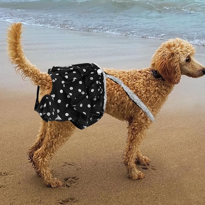 Kisangel Dog Diaper Female Physiological Pants Breathable Fabric and Adjustable Straps, Black L Size, Pet Sanitary Nappies for Female Dogs During Heat Cycle and Incontinence
