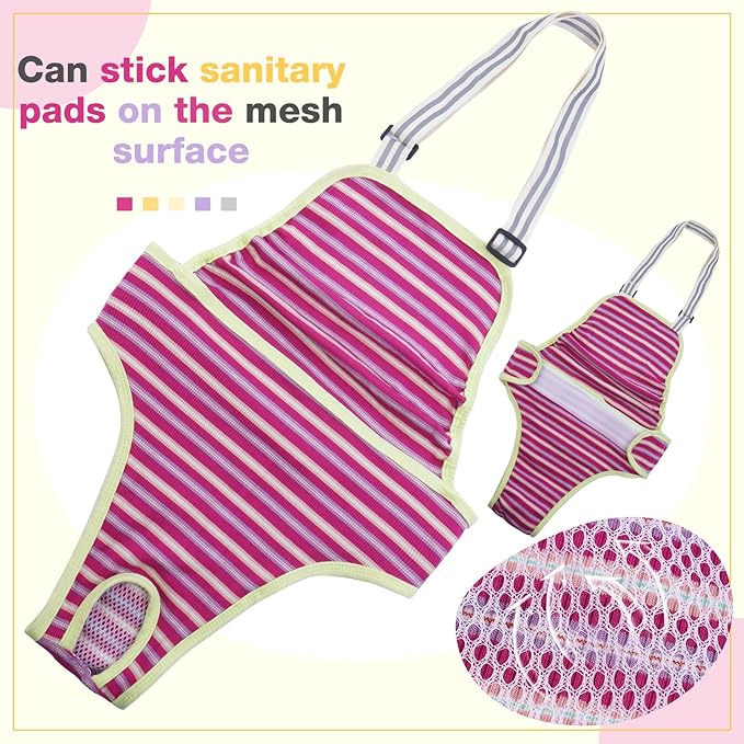 Dog Diapers Female,Female Dog Diapers for Heat Large Dogs, Washable Onesie Sanitary Pantie with Adjustable Suspender Washable, Reusable Period Panties Doggie Diaper, L