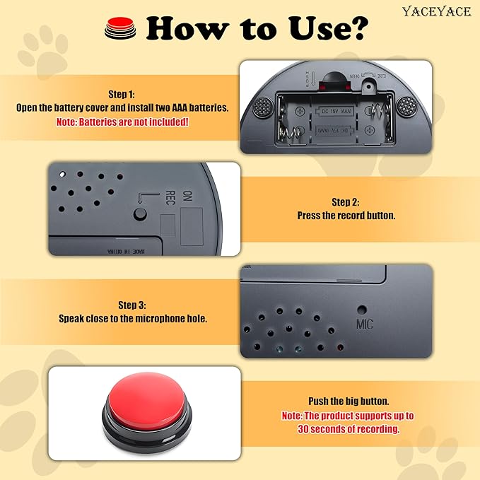 Buttons for Dogs to Communicate, 6Pcs Colorful Voice Recording Buttons for Cat or Dog, Talking Buttons Starter Set