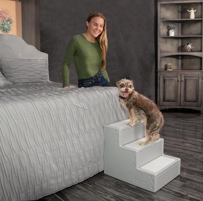 Pet Gear Pet Step III & IV Pet Stairs for Small Dogs and Cats up to 50 pounds, Lightweight, No Tools Required, 13 Colors to Choose from, New Essential Grey, 3 Steps