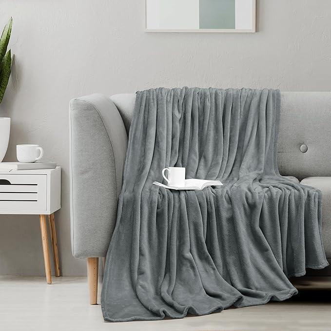 Utopia Bedding Cool Grey Fleece Blanket King Size Lightweight Fuzzy Soft Anti-Static Microfiber Bed Blanket (90x102 Inch)