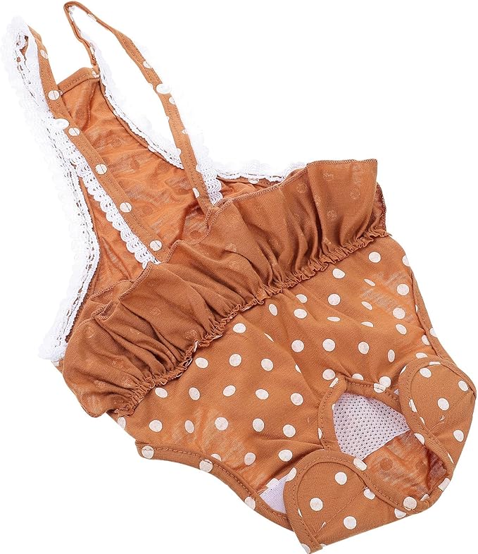 GALPADA Pet Diapers Female Dog Physiological Pants with Straps Brown XXL Menstruation Sanitary Underwear for Female Dogs in Heat