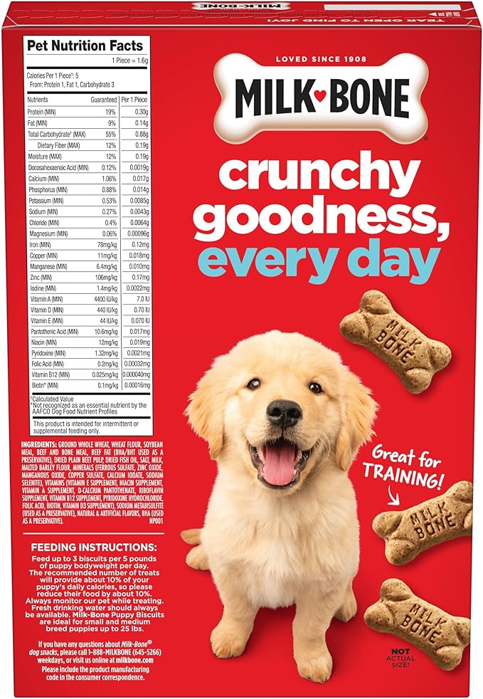 Milk-Bone Original Dog Treats for Puppies, 16 Ounce (Pack of 6), DHA Helps Support Healthy Brain Development