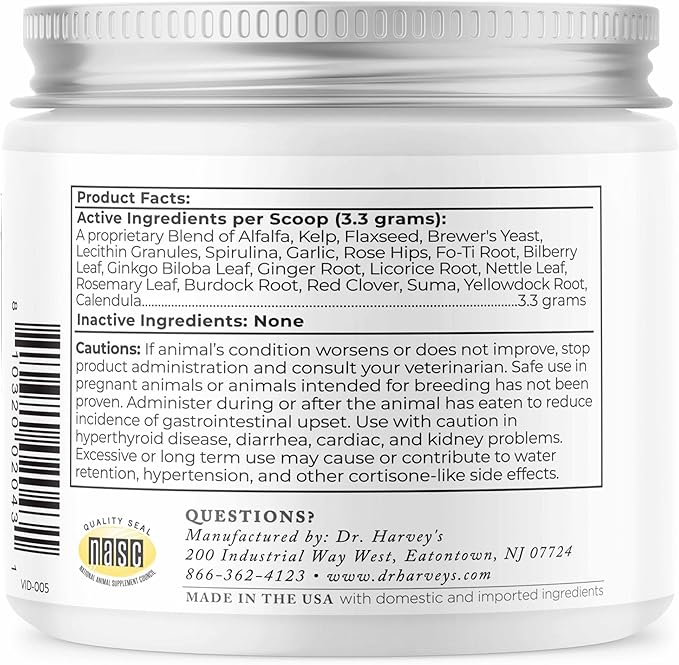Dr. Harvey's Golden Years Geriatric Herbal Supplement for Senior Dogs, 7 Oz