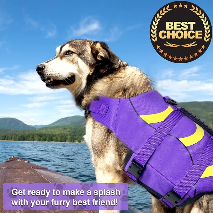 Fragralley Dog Life Jacket Shark, Dog Life Vest Adjustable Ripstop, Dog Swimming Safety Vest with Superior Buoyancy & Rescue Handle for Small Medium Large Dogs, Swim, Pool, Beach, Boating