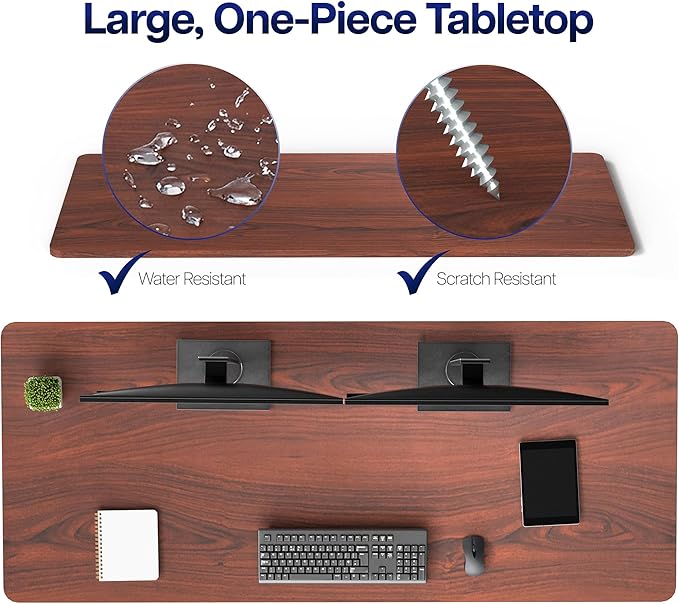 VIVO Dark Walnut Universal 71 x 30 inch Solid One-Piece Table Top for Standard and Sit to Stand Height Adjustable Home and Office Desk Frames, DESK-TOP71D