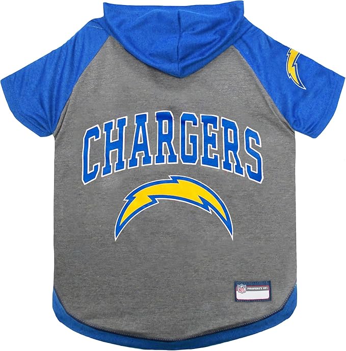 NFL Los Angeles Chargers Hoodie for Dogs & Cats. | NFL Football Licensed Dog Hoody Tee Shirt, X-Small| Sports Hoody T-Shirt for Pets | Licensed Sporty Dog Shirt