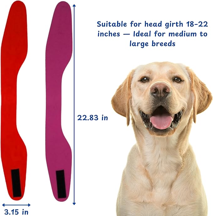 2pcs Dog Ear Covers for Swimming, Ear Protection for Dogs Bathing, Dog Bath Supplies, Ears Wrap for Dogs, Waterproof Ears Covers Swimming Cap, Adjustable Shower Cap, Puppy Swim Cap with (Pink, Red, L)