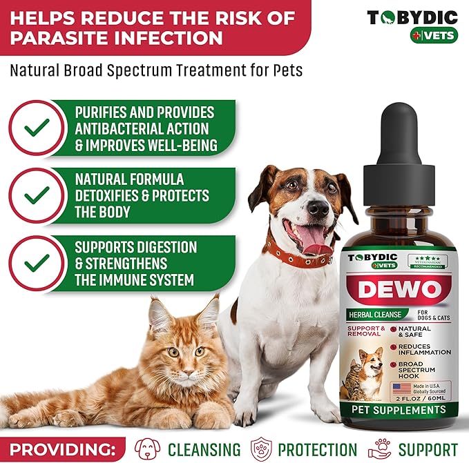 Cats & Dogs Natural Broad Spectrum Intestinal Defense & Digestive Liquid Herbal Support - Promotes Gut Health - Supplement Drops Made in USA(Herbal Cleanse 2 oz)